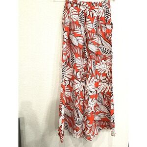 Japna Women's Wide Leg Pull On Pants Small Palazzo Leaf Tropical Artsy Vacation